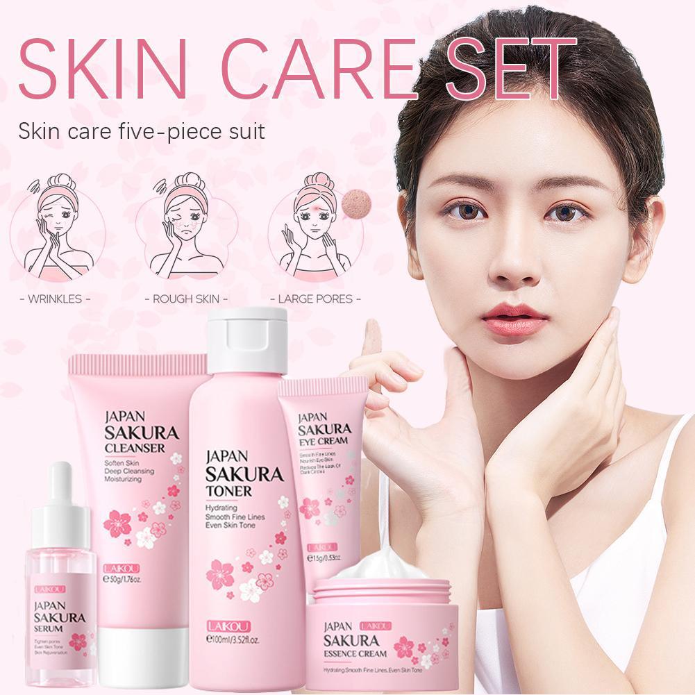 Laikou Japan Sakura Skincare Set Cleanser Toner Cream Eye Y8c1