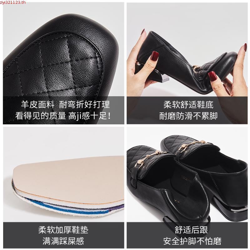 FOXER รองเท้าโลฟเฟอร์หนังสไตล์ใหม่ผู้หญิงแฟชั่นสแควร์รูทลําลองนุ่มสบายน้ําหนักเบารองเท้าผู้หญิง