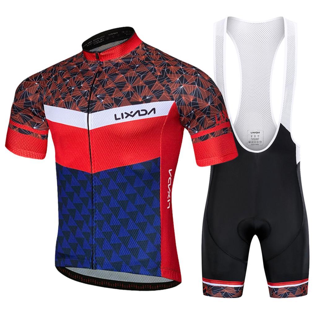 Cloudshop Lixada Summer Cycle Jersey Set Short Sleeve Bicycle Shirt and Cushion Bib Shorts Breathabl