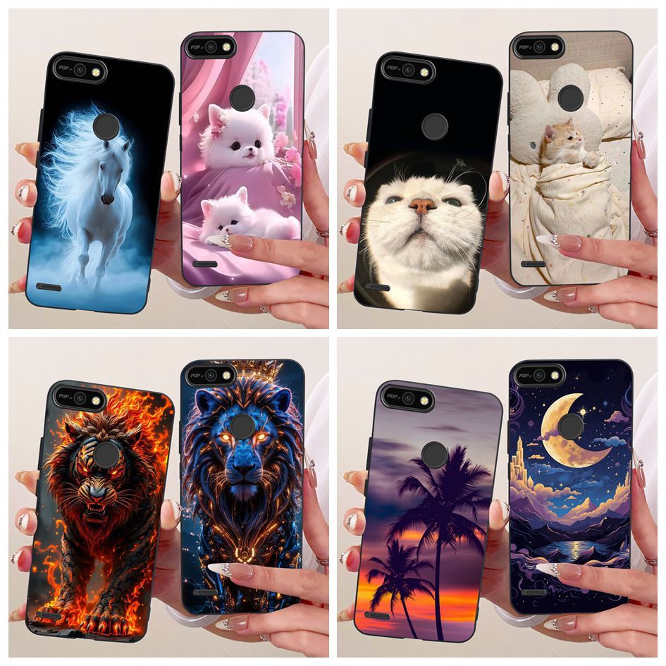 Cool สําหรับ Tecno Pop 2F B1c/Pop 2 ปลอกการ์ตูนแมวสิงโตมังกรรูปแบบซิลิโคนอ่อนนุ่มกันกระแทกสําหรับ Te