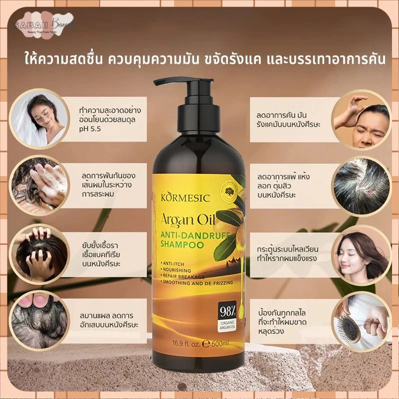 แชมพูรังแค แชมพูคัน แชมพูยาเชื้อรา 500ml แชมพูแก้คันหนังศรีษะ ขจัดรังแค หยุดอาการคัน ลดผมร่วง ยาสระผมขจัดรังแค