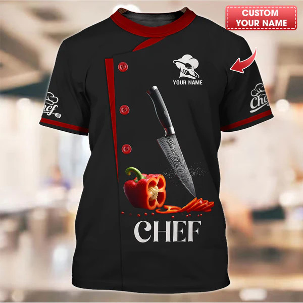2025 ออกแบบใหม่ Chef 3D พิมพ์ T เสื้อส่วนบุคคล Customzed รูปที่ 5