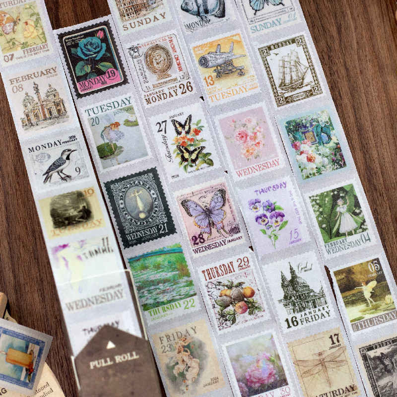 365 Seals About Letter Series Daily Tape Stickers DIY2026 Handbook Material Date Stickers