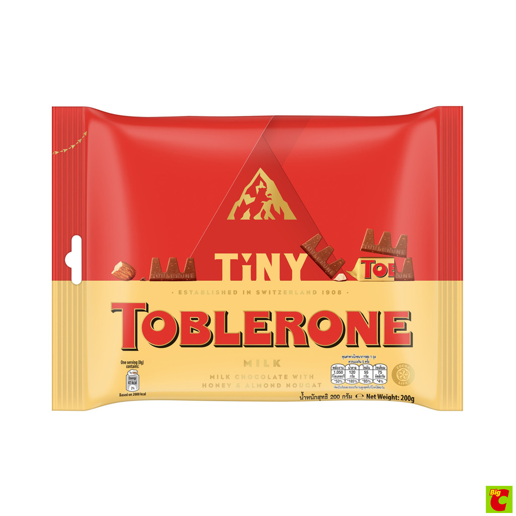 ทอปเบอโรน มินิช็อกโกแลตนมผสมอัลมอนด์นูกัตรสน้ำผึ้ง 200 ก.