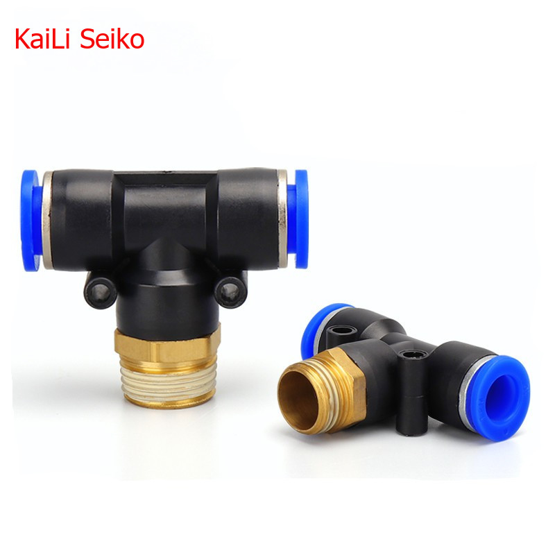 PB Tube ด้ายชายขนาด M5 1/8" 1/4 "3/8" 1/2 "Y สไตล์ Push In อุปกรณ์ Pneumatic Quick Connector