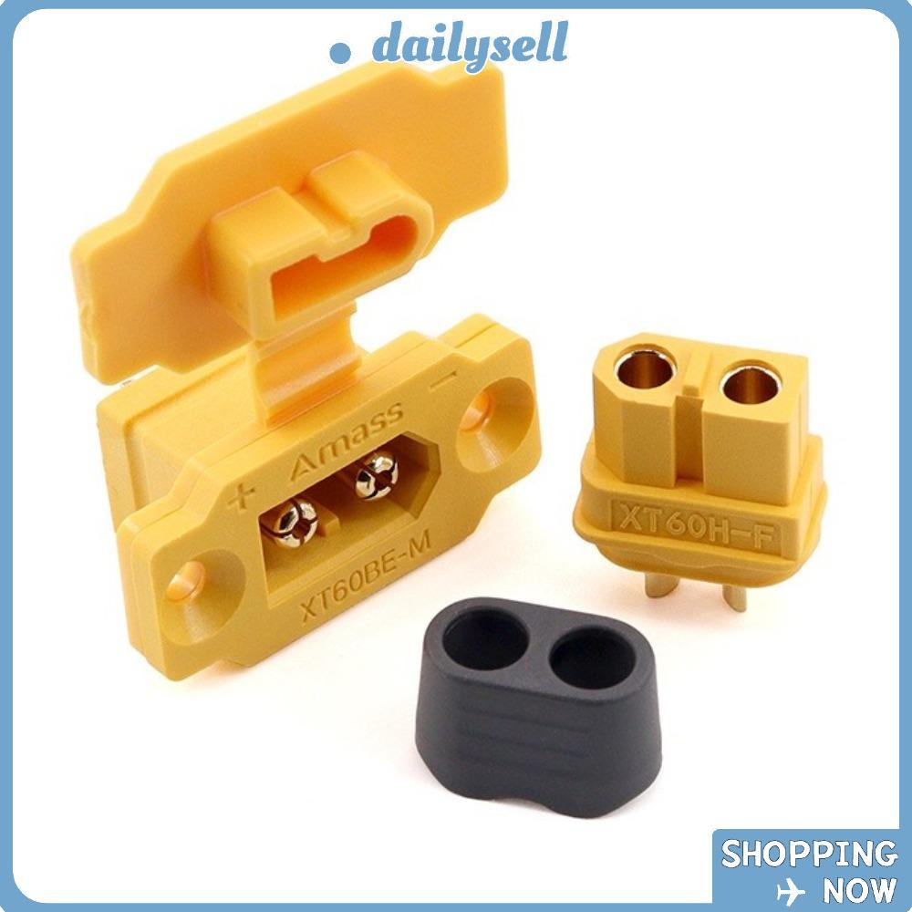 DAILY XT60BE-MF Connector, สีดําสีเหลืองแบบพกพา XT60BE ปลั๊กชาย, ตะวันออกที่มีประโยชน์ติดตั้งพร้อมฝาครอบ Amass ปลั๊กสายไฟสําหรับ RC FPV มอเตอร์ ESC
