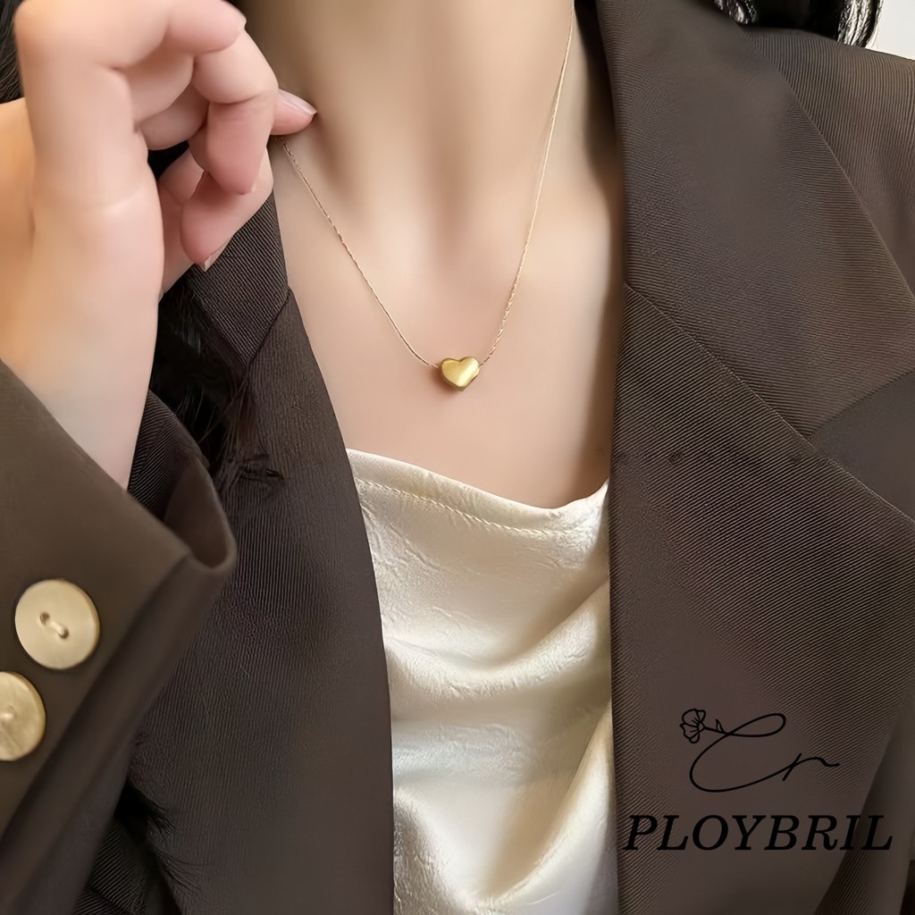 PLOYBRIL สร้อยคอสายสั้นรูปหัวใจ แบบมินิมอลและหรู สแตนเลสสตีล X046