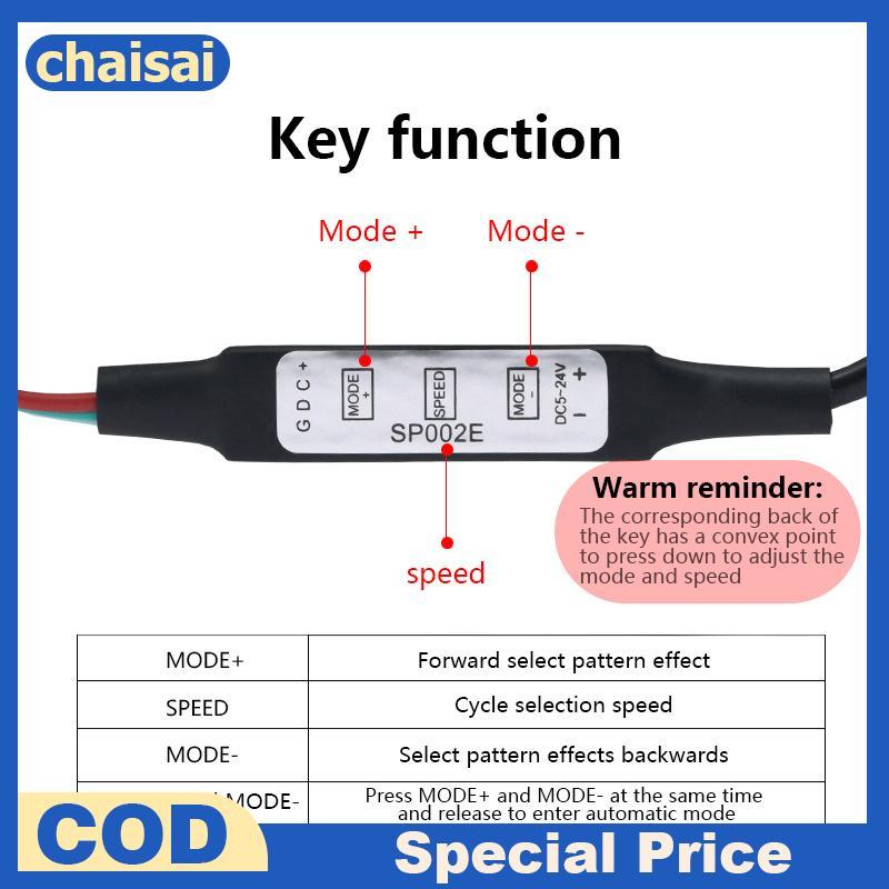 Chaisai WS2812B WS2811 Controller สําหรับพิกเซล LED Strip Light USB 3 คีย์ WS2812 ไฟ LED Strip SP621