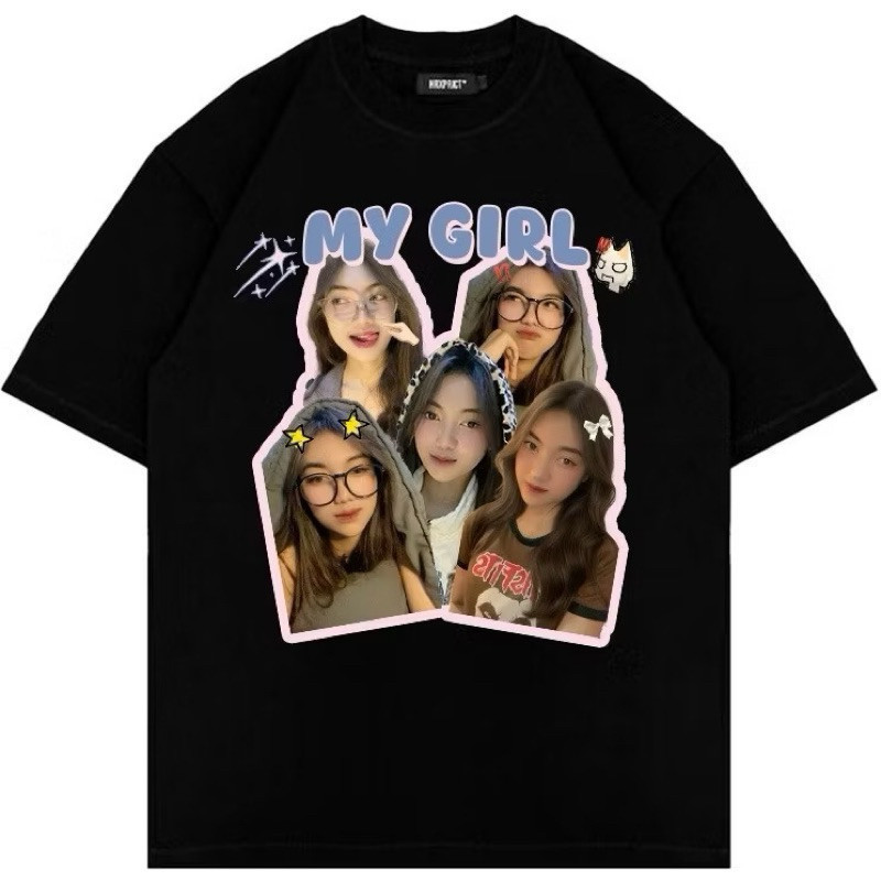 Bucin My Girl / My Boy เสื้อยืดสีดําสีขาวสามารถปรับแต่งด้วยรูปถ่ายและเขียนเสื้อยืดคู่รัก Unisex