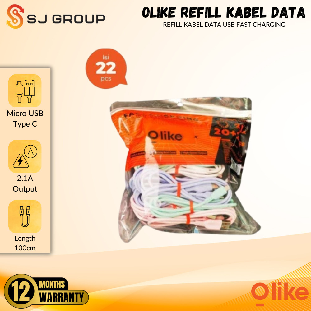 OlyIKE Refill USB Fast Charging Data Cable 1 แพ็คมี 22 ชิ้น D306 / D306M Micro 2.1A & D306C Type-C