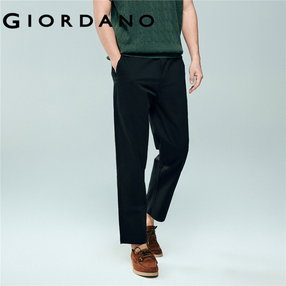 GIORDANO MEN Half elastic waist ankle length stretchy pants 01126348