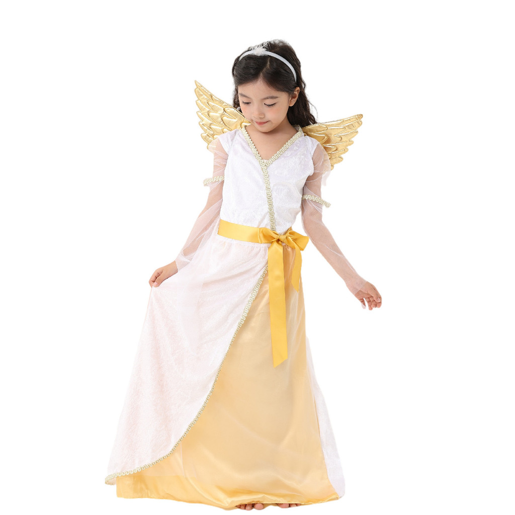 Angel Costume for kids Girls Angel dress Angel Wings Dress Flower Girl Costume Halloween