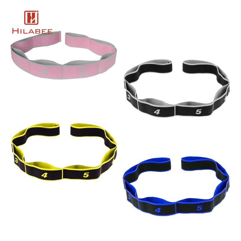 HILABEE 8 Segment Yoga Stretch Strap Pilates ออกกําลังกายฟิตเนสเครื่องมือความต้านทาน Band สําหรับ