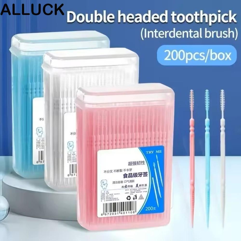 โชคทั้งหมด 200 ชิ้น/กล่องไม้จิ้มฟัน, ไหมขัดฟันแบบใช้แล้วทิ้งละเอียดพิเศษสองหัว, แท่งดูแลฟันแบบพกพาในครัวเรือน