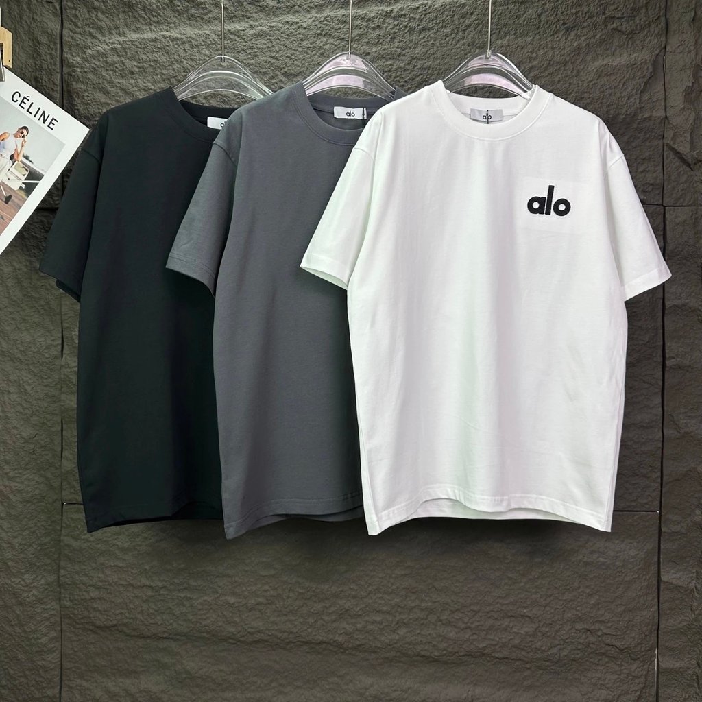 รุ่น alo ด้านหน้าและด้านหลัง Letter แพทช์โลโก้ปัก Heavyweight 300g Casual อินเทรนด์แฟชั่น All-Match 