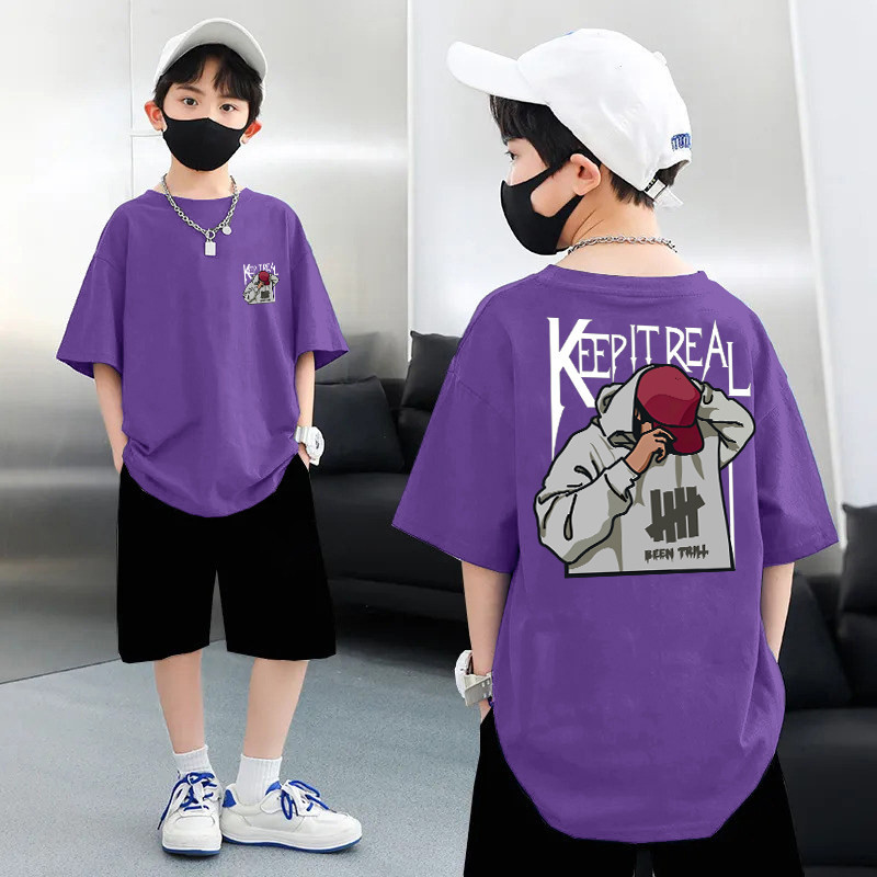 TeeZoo Kids ของเด็ก เสื้อเด็ก เสื้อคอกลม สบายและนุ่ม คุณภาพดี unisex พิมพ์ลาย ‘KEEPITREAL BOY’ สบายและนุ่ม อายุ 2-9 ปี