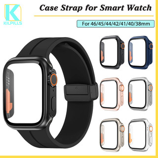 PC กรณีแสดง+สายซิลิโคน for iWatch Apple Watch Ultra/SE 3 2 Series 11 10 9 8 7 6 5 49 45 46 42mm 41 40 38mm