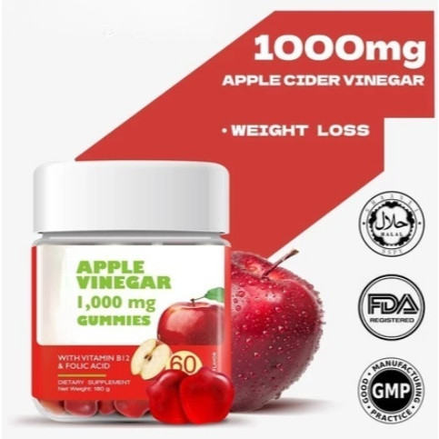 Apple Cider Vinegar Gummies Apple Cider Vinegar Gummies อาหารเสริมมังสวิรัติ 60 Gummies Apple Cider 