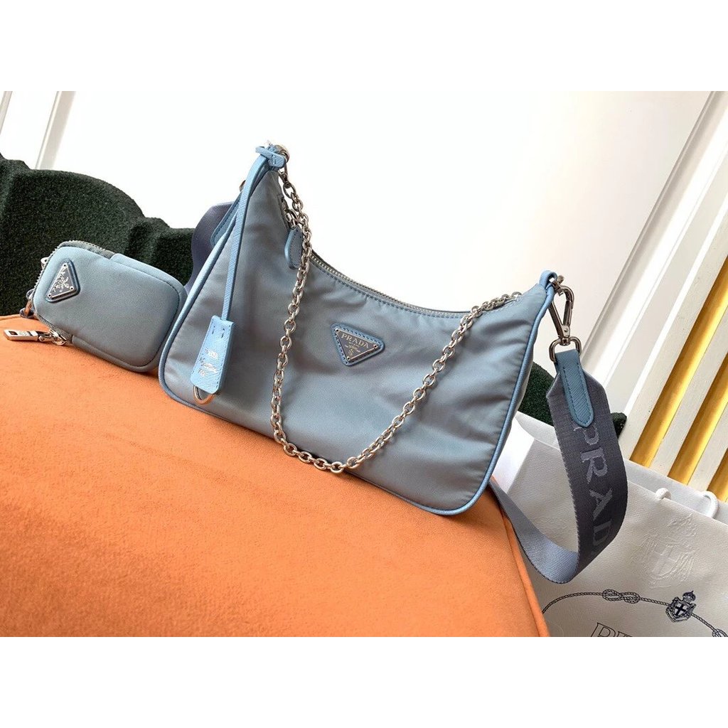 Prada Perfect hobo Bag Haze Blue 1BH204
