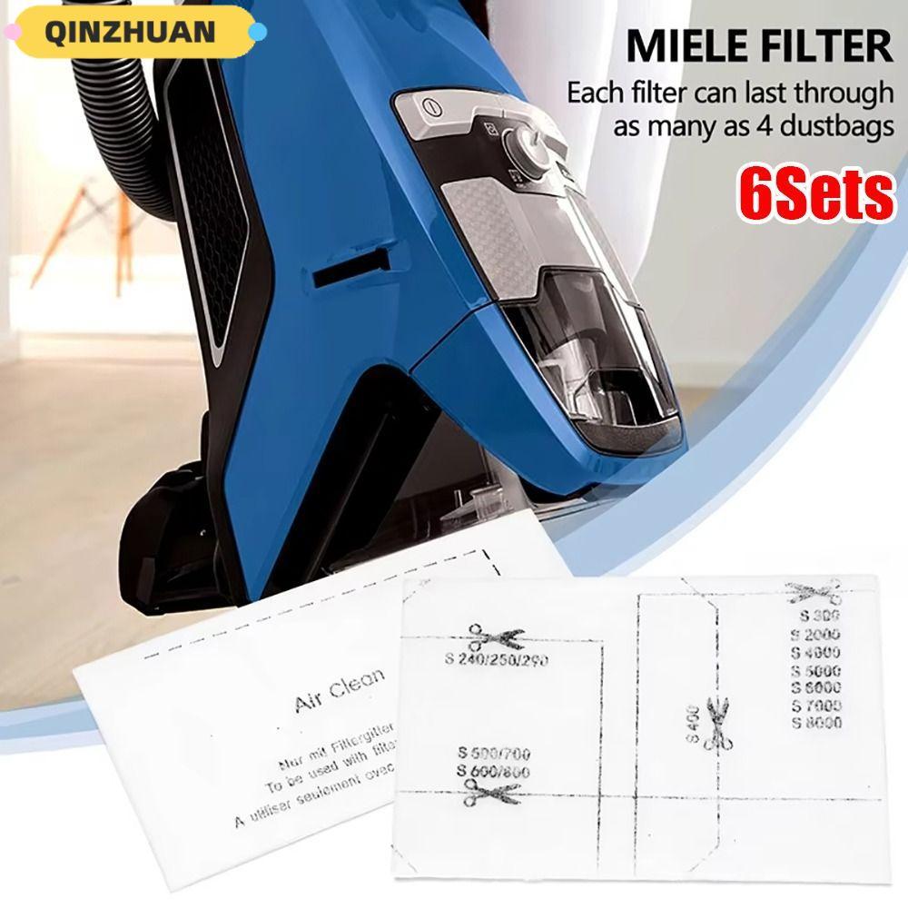 QINZHUAN 6 ชุดกรองผ้าฝ้าย,แพ็คไอเสียกรองเครื่องดูดฝุ่น,Air Clean Home Appliance อะไหล่สําหรับ Miele 