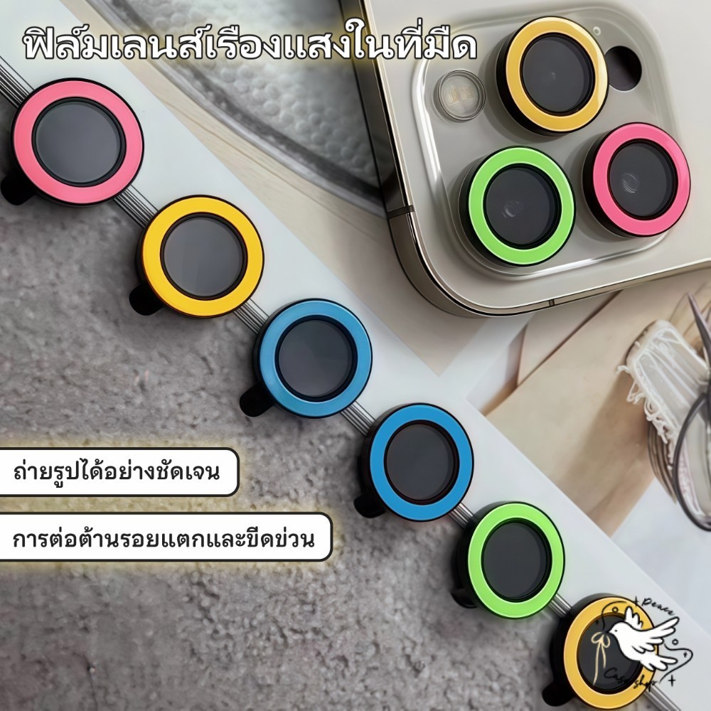 COD-ในไทย For iPhone 17 15 11 12 13 14 16 Pro Max 15Plus 12 13 Mini ฟิล์มเรืองแสง กระจกนิรภัย เรืองแสง ป้องกันเลนส์กล้อง