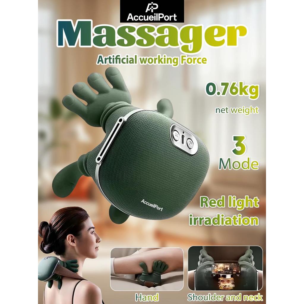 จัดส่งฟรีกว่า 40AccueilPort Bionic คอและไหล่นวด 3D ลึกเนื้อเยื่อหมอนนวดแบบพกพาไฟฟ้าออกแบบขายดีเหมาะส