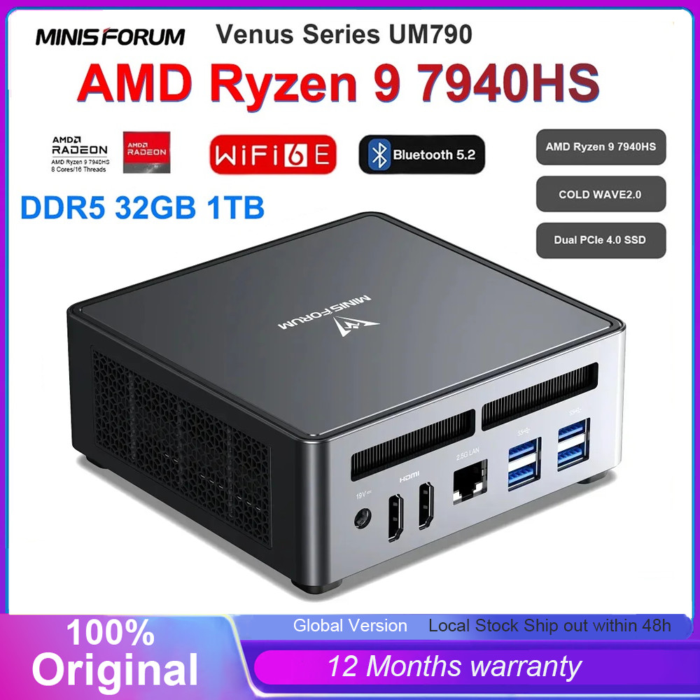 MINISFORUM UM790 Pro Mini PC AMD Ryzen 9 7940HS Gaming Mini PC Window 11 Pro DDR5 5600MHz USB4 WiFi 