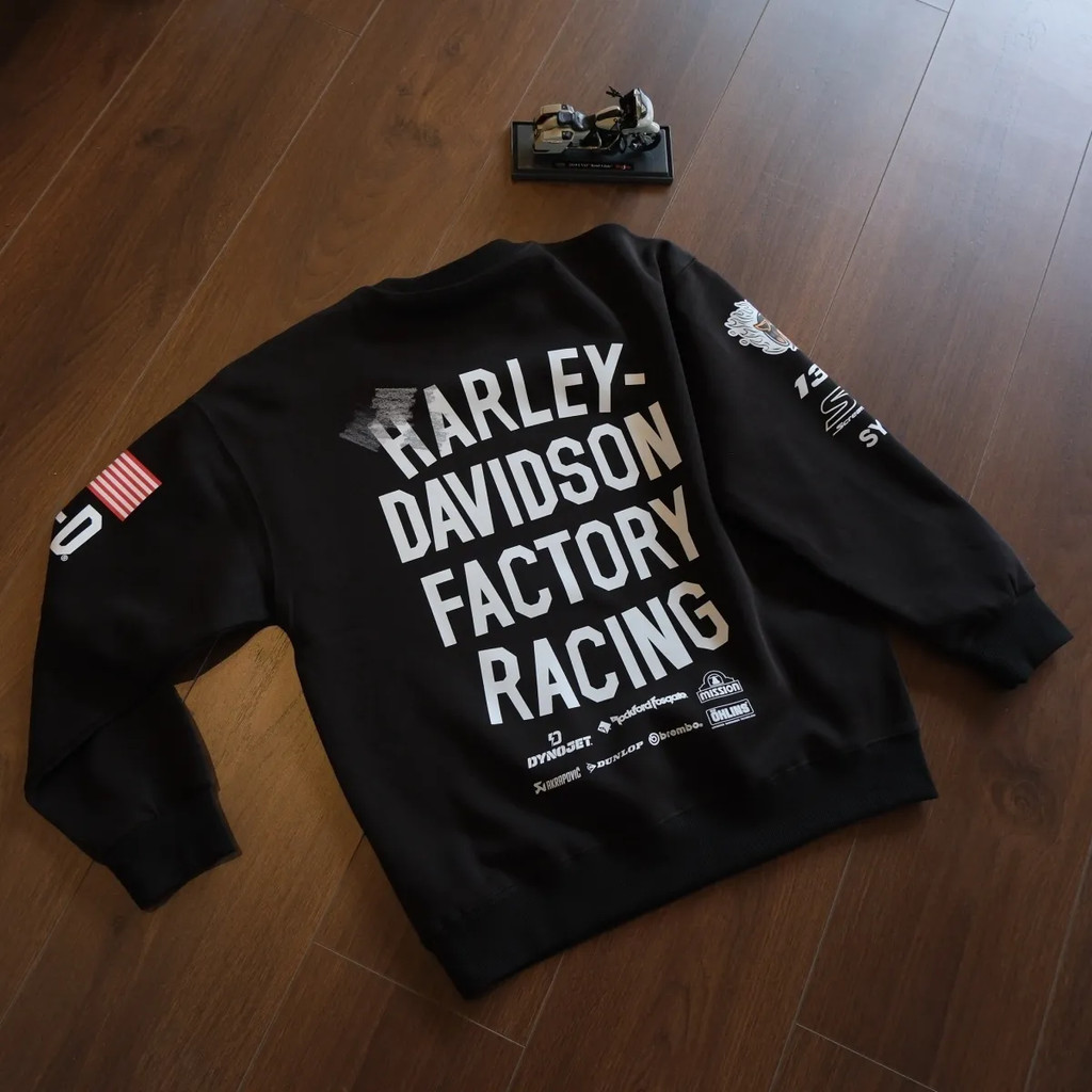 Crew Neck Sweatshirt, XL883, X48, XL1200; DYNA Motorcycle Retro Long-Sleeve T-Shirt