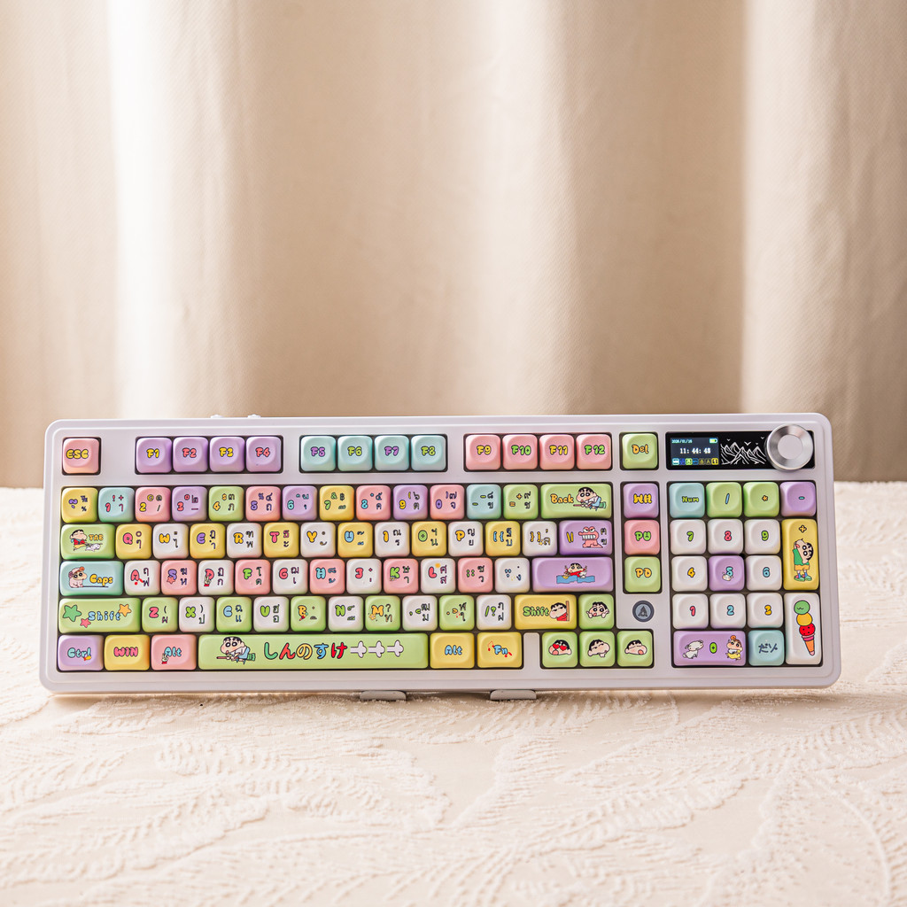 AK980 98% รูปแบบภาษาอังกฤษ-ไทย Tri-Mode คีย์บอร์ดไร้สายหน้าจอ TFT RGB Hot-Swappable สําหรับเล่นเกมและสํานักงาน
