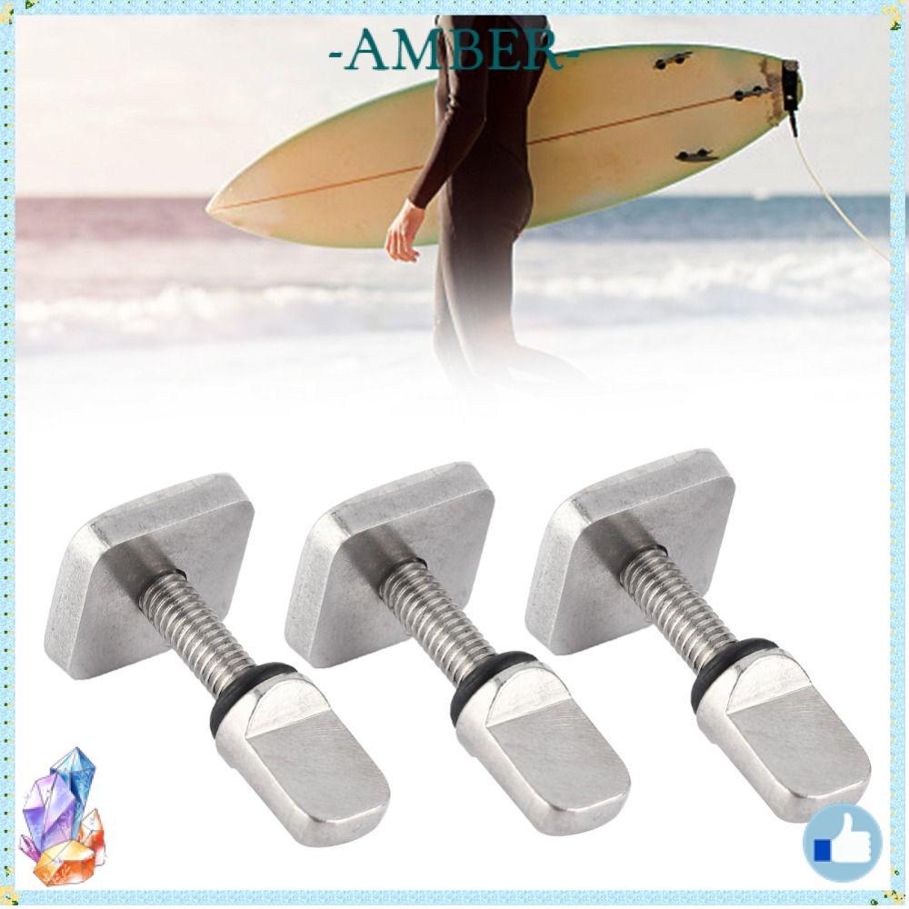 AMBER สกรูล็อกฟินกระดานโต้คลื่น สแตนเลส 316 ขนาด M4x19 มม., 3 ชิ้นพร้อมกล่อง ใช้งานได้กับ SUP และกระ