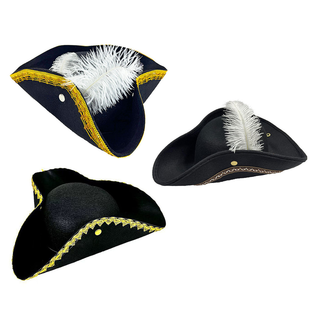 Loyan 1Pc Pirate Costume Hat Women Men Pirate Accessories Tricorn Halloween Hat for Adults Halloween