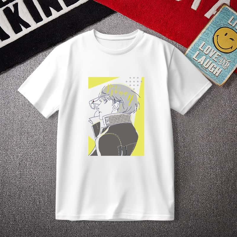 เสื้อยืด Persona 4 T-Shirt 🤍 Yu Narukami 🤍 เสื้ออนิเมะ/เกม JRPG ในตำนาน | ผ้าคอตตอน 100% Unisex สีขา