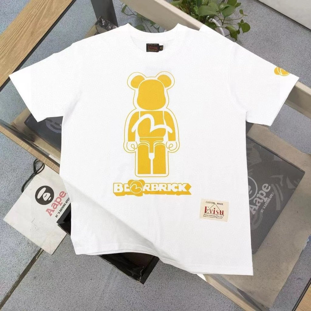 EVISU/God of Fortune 2026 ต้นฤดูใบไม้ผลิสไตล์ใหม่เสื้อยืดแขนสั้นผู้ชายผู้หญิงคู่สไตล์รอบคอ Slim-fit 