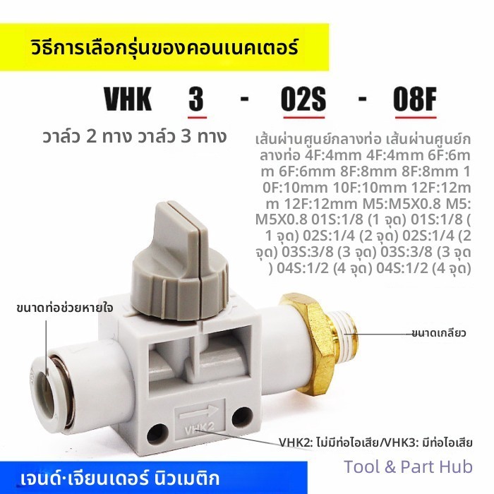 T&P#ไซโก้Trachea คู่มือวาล์ว VHK2-04F-04F วาล์วสวิทช์ VHK3-06F-06F-M5-M5-01S-01S วาล์วด้วยตนเอง