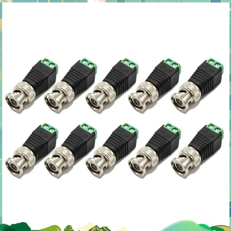 10 ชิ้นชายโลหะ BNC Connector พร้อม DC Connector ปลั๊กสกรู Terminal UTP วิดีโอ Balun สําหรับกล้องวงจร