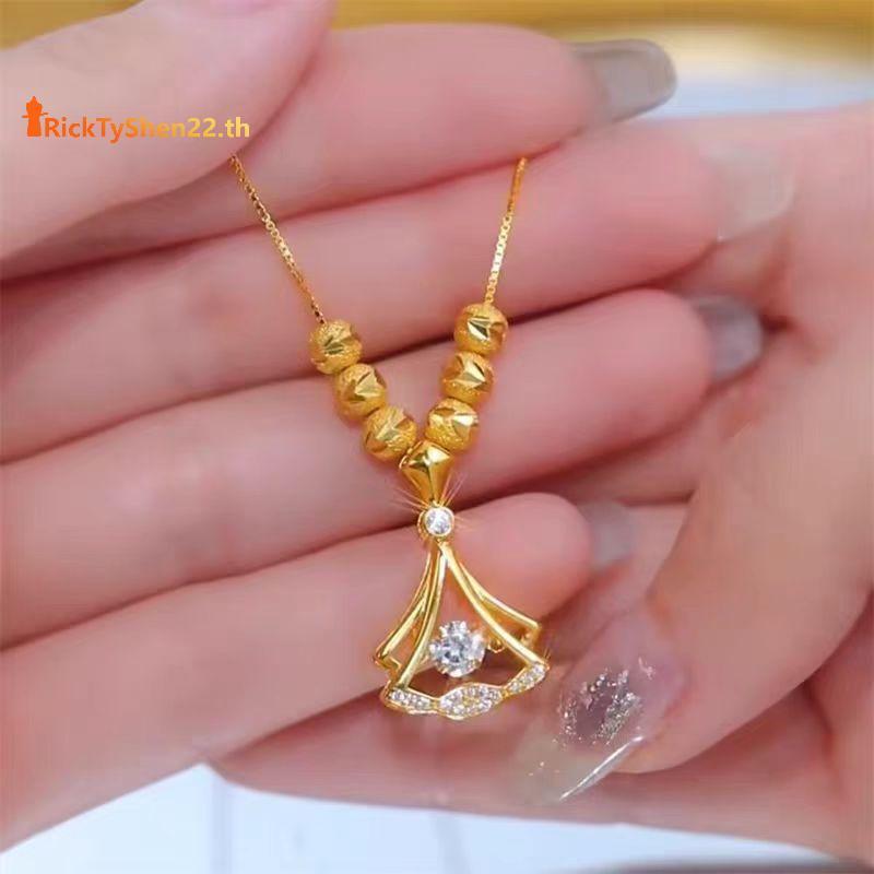 จี้ใบแปะ-gnu แบบใหม่ สร้อยคอมีลายดอกเพทาย สำหรับผู้หญิง เป็นของขวัญที่สวยงาม