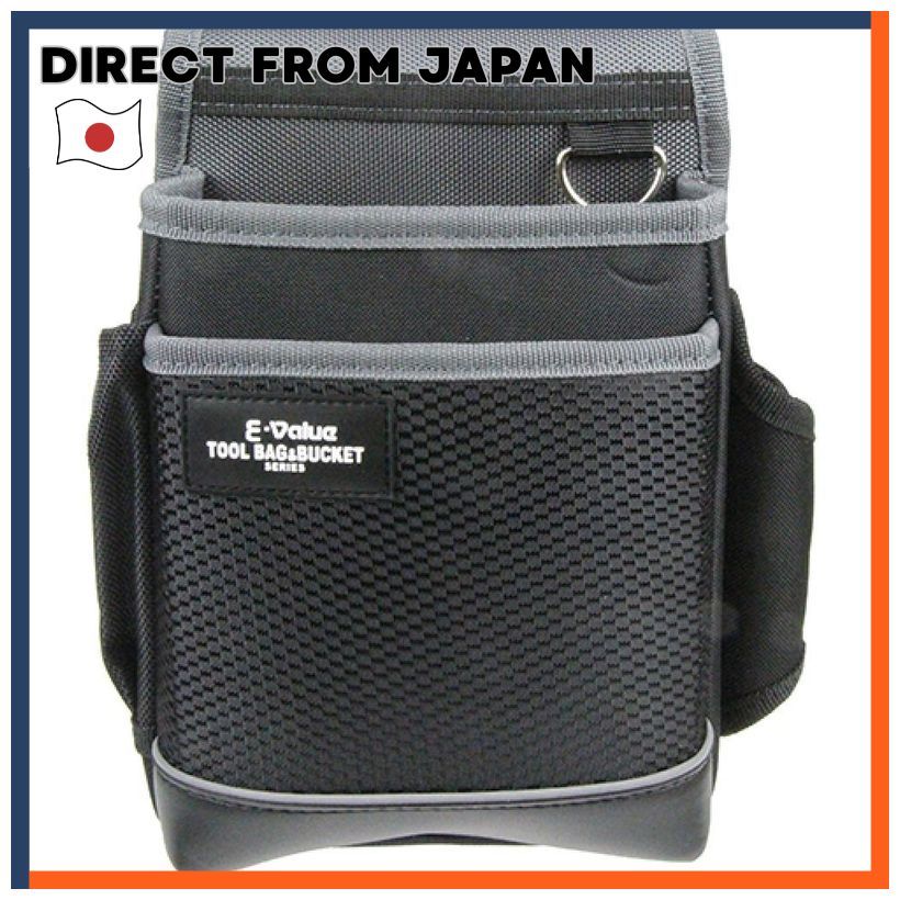 E-Value Waist Bag 2-Tier Black & Gray Lightweight EDK-1D GR