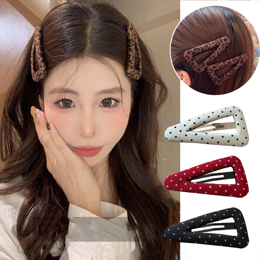 ใหม่ Flocked กิ๊บติดผมเสือดาวพิมพ์ Minimalist อเนกประสงค์ Bangs Flyaway ด้านข้าง