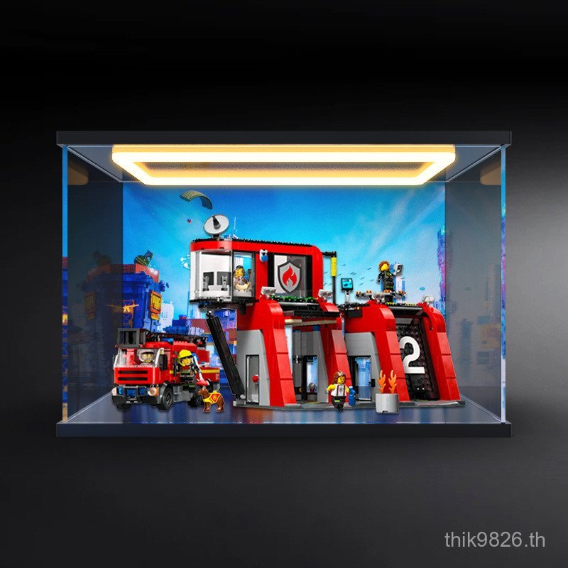 โคมไฟที่ทันสมัยเมืองชุดกลับกล่องเก็บประเภทอาคารบล็อกอะคริลิ60414รุ่นเหมาะสําหรับสถานีดับเพลิงเลโก้ ก