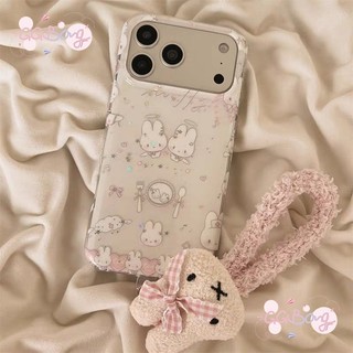 เคสไอโฟน 16 15 สำหรับIPhone 17 11 13 15 Air 16 14 12 Pro Max 15 14 16 Plus เคส IMD มิฟฟี่ กระต่ายเต็มจุด ดอกไม้เล็ก