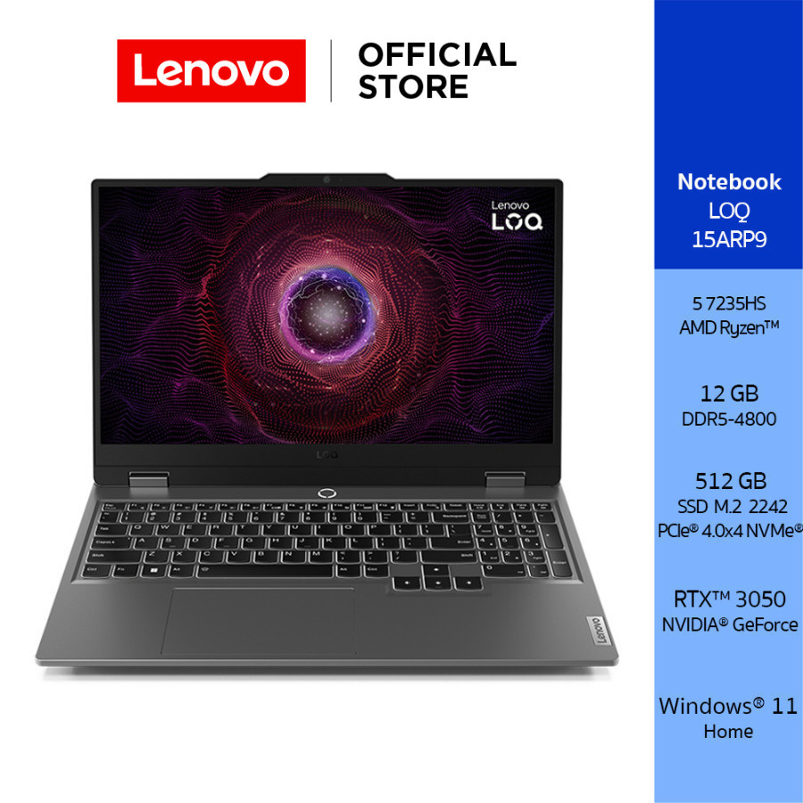 [ผ่อน 0%]LENOVO LOQ 15ARP9(83JC003QTA)NOTEBOOK RYZEN 5 7235HS NVIDIA GEFORCE RTX 3050 SSD 512GB