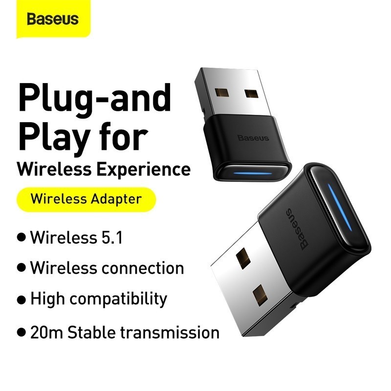 Baseus Mini Adapter BA04 Mini Adapter ตัวรับสัญญาณดองเกิลบลูทูธไร้สาย USB 5.0 ของแท้