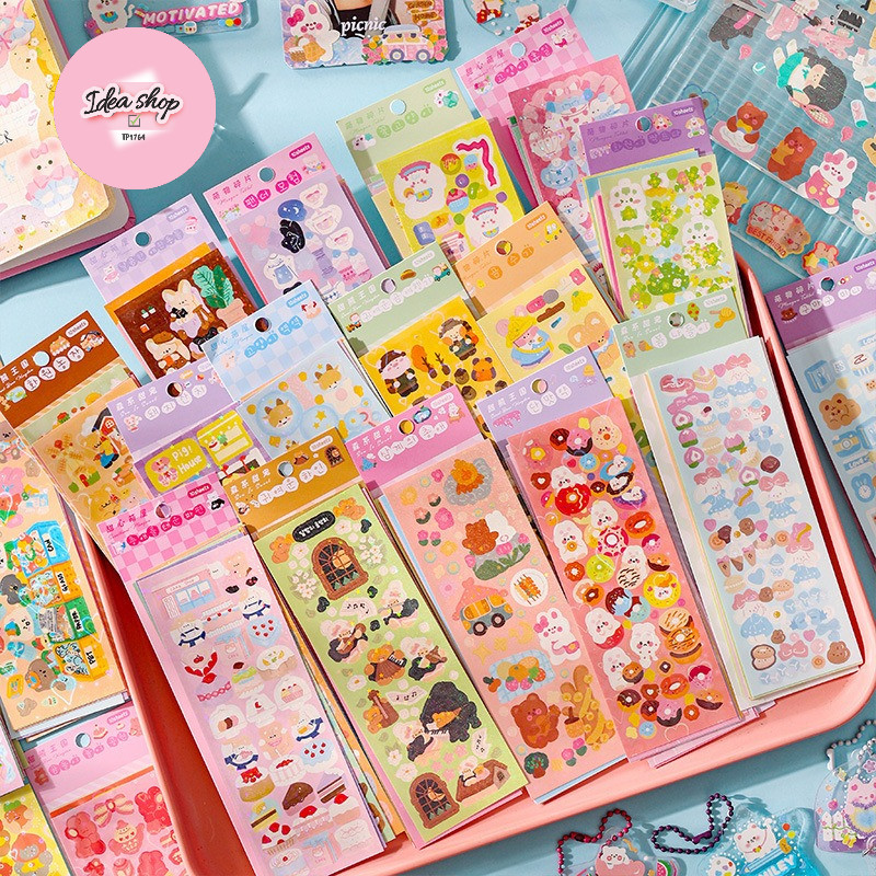 🔥1 บาท สติกเกอร์การ์ตูน แวววาว🌸🌈 พร้อมส่งในไทย sticker สติ๊กเกอร์ ตกแต่ง DIY