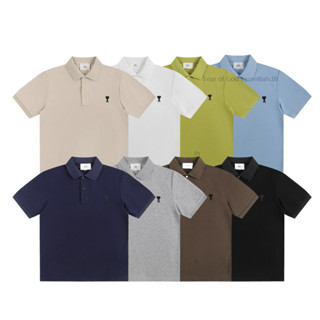 ขายร้อนสไตล์ใหม่แฟชั่นปกแบนปักสีดําผู้ชายผู้หญิงเสื้อโปโล