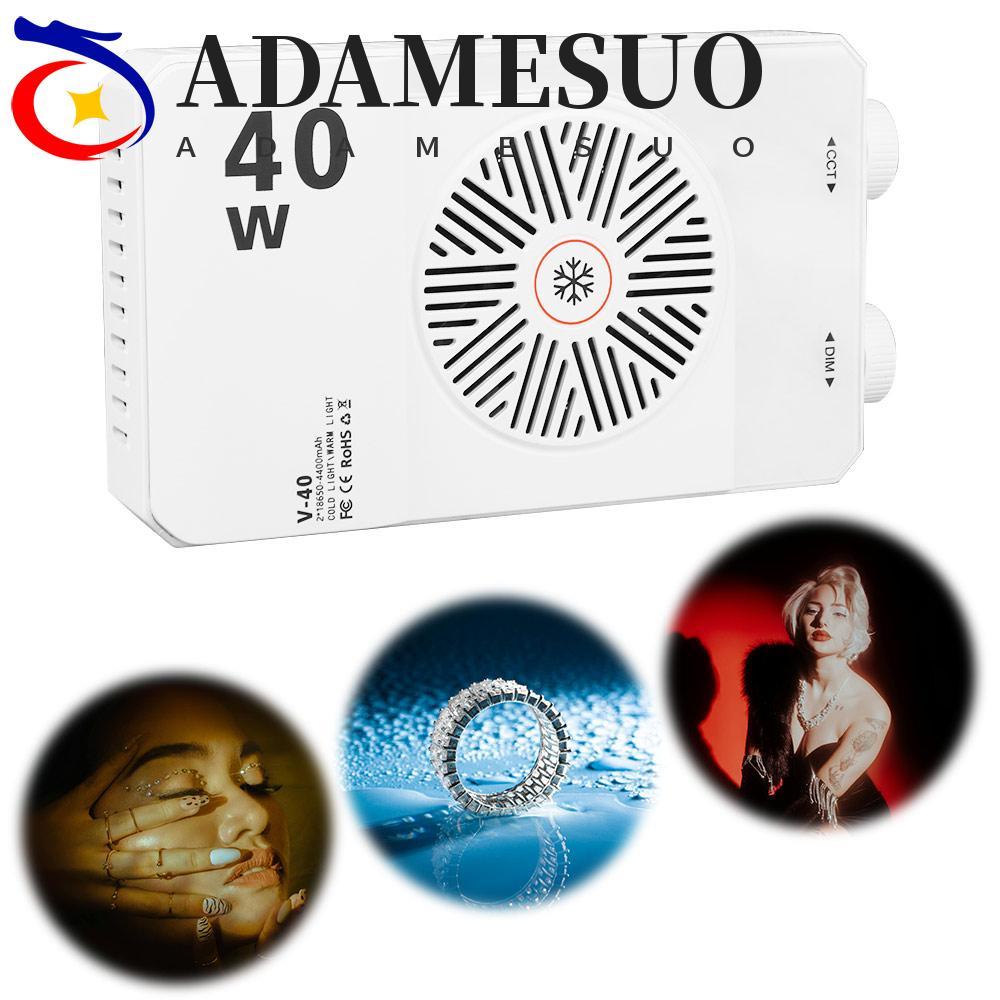 ADAMESUO RGB ไฟ LED กล้อง, 40W 2800-9000K Mini LED โคมไฟวิดีโอ, น้ําหนักเบา CRI/TLCI 90 + FX 8 โหมด 