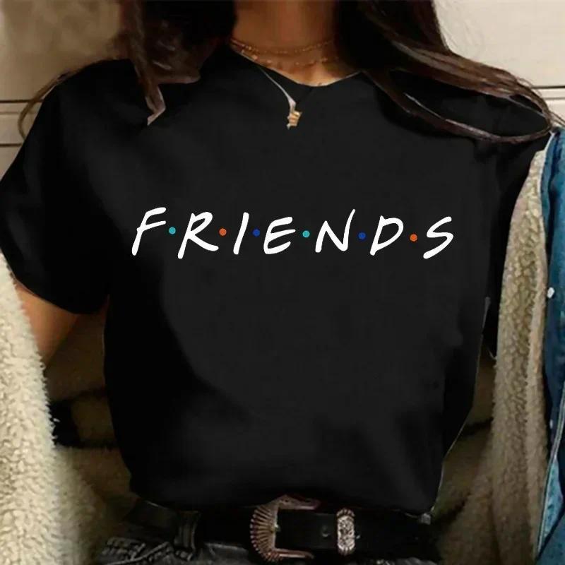 Friends Tv Show Funny Cartoon T Shirt Women Graphic Best Friends Harajuku T-shirt Korean Style Tshir