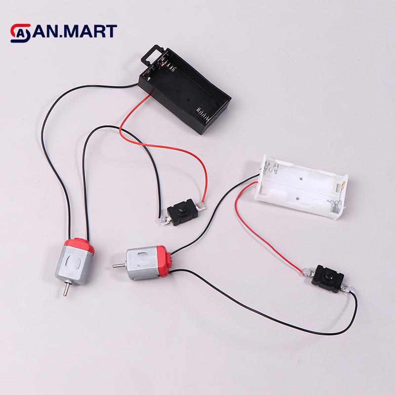 AN.MART Bla White 130 ชุดมอเตอร์ 2xAA Battery Storage Case และ Switch 16500 RPM Mini DIY Electronic 