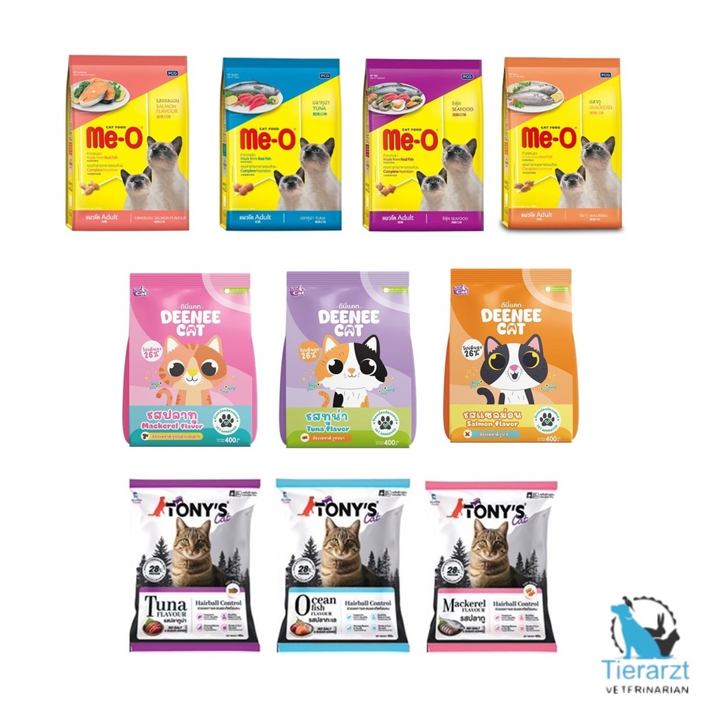 ❤️❤️ อาหารแมวเม็ด มีโอ (Me-O) / Tony's Cat / Deenee Cat อาหารแมว ถุงเล็ก  400 กรัม 🐈‍⬛🐈‍⬛