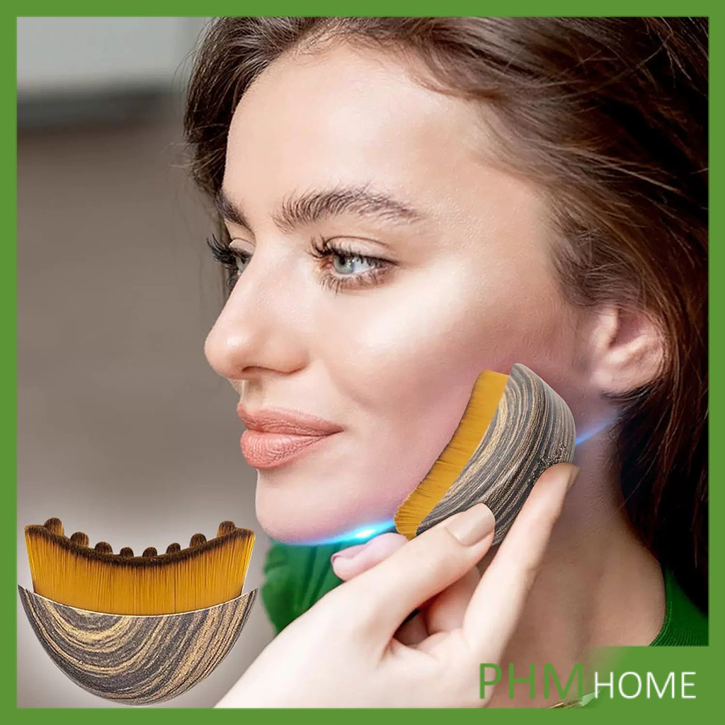 PHM แปรงนวดหน้า การกรัวซาหน้า กรอบหน้าตามหลักสรีรศาสตร์ เหมาะสำหรับคาง, คอ, ขา พร้อมฝาป้องกันฝุ่น Be