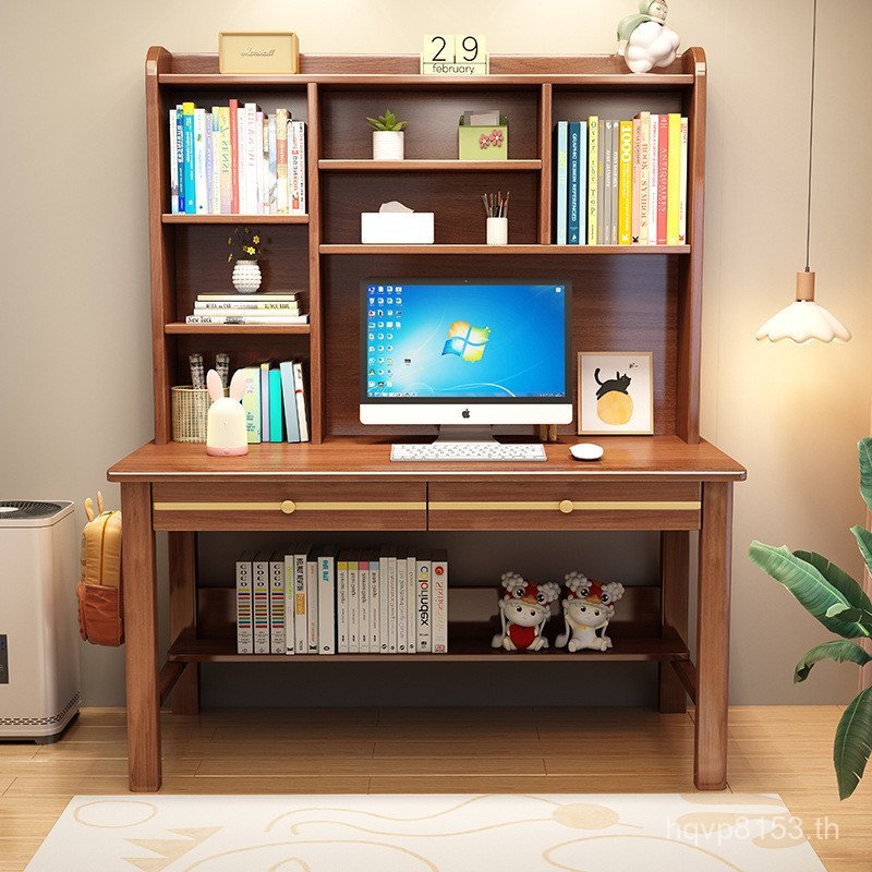 นักเรียนมัธยมต้นในครัวเรือนพร้อมชั้นวางหนังสือหนึ่ง เอสเอ็ม8020#桌学实木组合小学生书架书桌电脑桌 F6J3